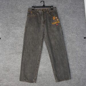 Vintage Rocawear Baggy Jeans Mens 32 Gray Embroidered Patches Loose Fit Y2K